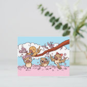 Finnen met roze sakura bloemen briefkaart (Staand voorkant)