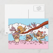 Finnen met roze sakura bloemen briefkaart (Voorkant / Achterkant)