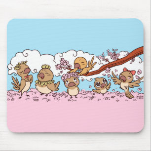 Finnen met roze sakura bloemen muismat