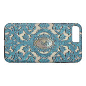 Finnigan Sopra Damask Elegant Monogram Plus Case-Mate iPhone Case (Achterkant (Horizontaal))