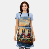 Finnish Lapphund Christmas Boat Holiday Schort (Gedragen)