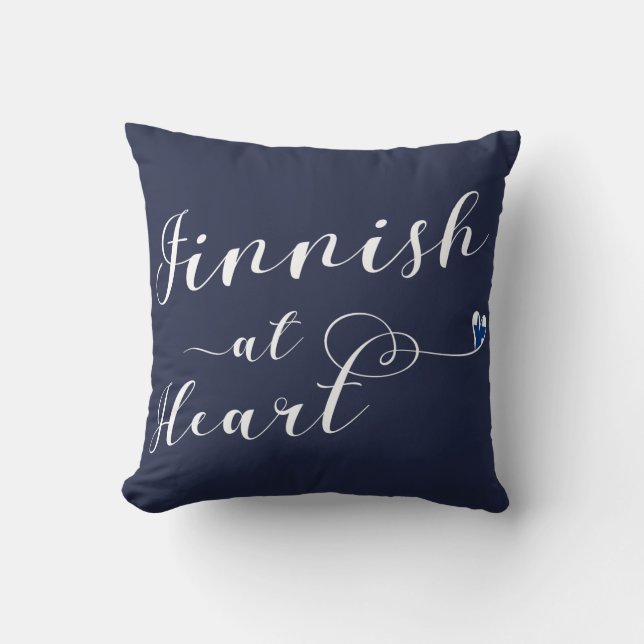 Fins bij Heart Throw Cushion, Finland Kussen (Voorkant)