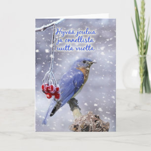 Fins - Blue Bird kerstWenskaart Feestdagen Kaart