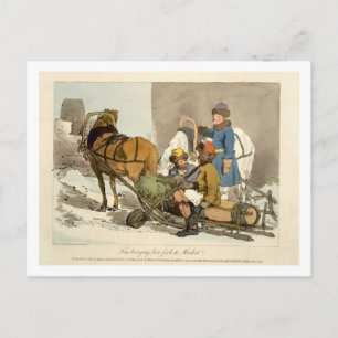 Fins die levende vis op de markt brengen, geëtst d briefkaart