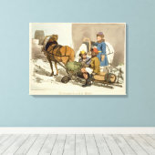 Fins die levende vis op de markt brengen, geëtst d canvas afdruk (Insitu (Houten vloer))