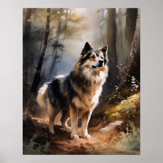 Fins Lapphund Dog Art Print Poster (Voorkant)