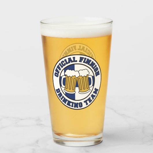 Fins officieel Drink team vlag Finland Glas (Voorkant gevuld)