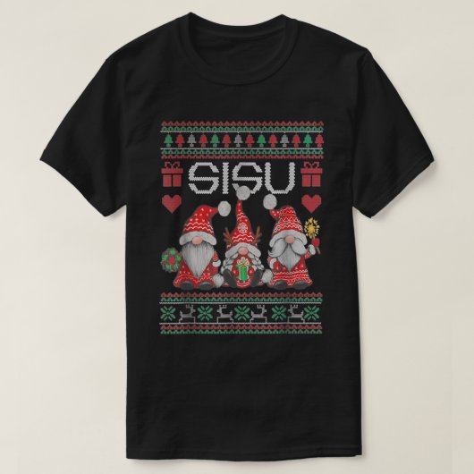 FINS SISU GNOMES CHRISTMAS PATTERN T-SHIRT (Design voorkant)