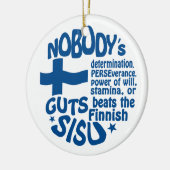 Fins SISU-versieringsmiddel, dubbelzijdig Keramisch Ornament (Links)