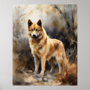 Fins Spitz Dog Art Print Poster