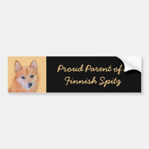 Fins Spitz-schilderij - Cute Original Dog Art Bumpersticker