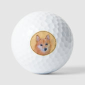 Fins Spitz-schilderij - Cute Original Dog Art Golfballen (Voorkant)