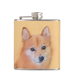 Fins Spitz-schilderij - Cute Original Dog Art Heupfles