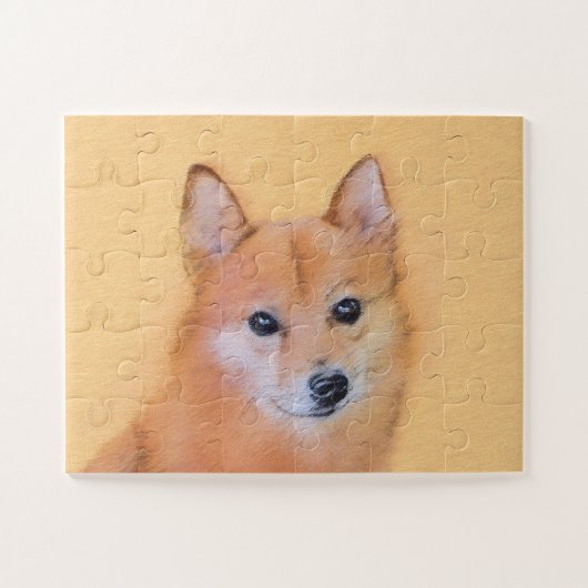 Fins Spitz-schilderij - Cute Original Dog Art Legpuzzel (Horizontaal)