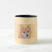 Fins Spitz-schilderij - Cute Original Dog Art Mok (Midden)