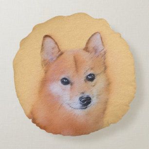 Fins Spitz-schilderij - Cute Original Dog Art Rond Kussen