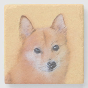 Fins Spitz-schilderij - Cute Original Dog Art Stenen Onderzetter