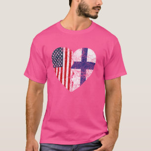 Finse Amerikaanse Vlaggen Hart Verenigde Staten Fi T-shirt