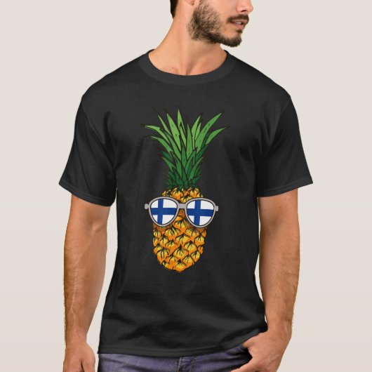 Finse ananas Finland vlag Zonnebril Zomer T T-shirt (Voorkant)