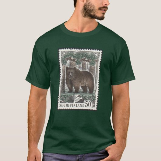 Finse Beer Stamp Forest Green T-Shirt (Voorkant)