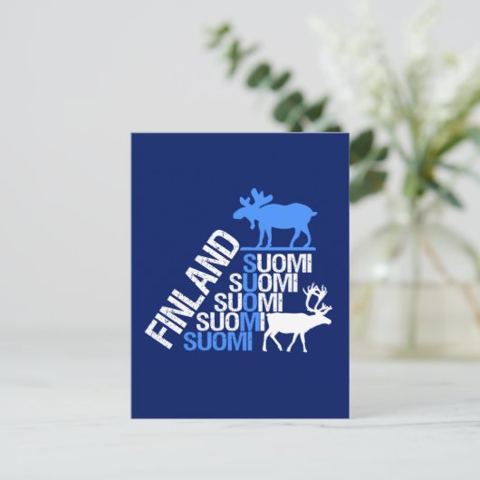 Finse briefkaart voor ontlasting en rendieren - pa (Staand voorkant)