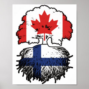 Finse Canadese vlag voor boomstammen van Canada Poster