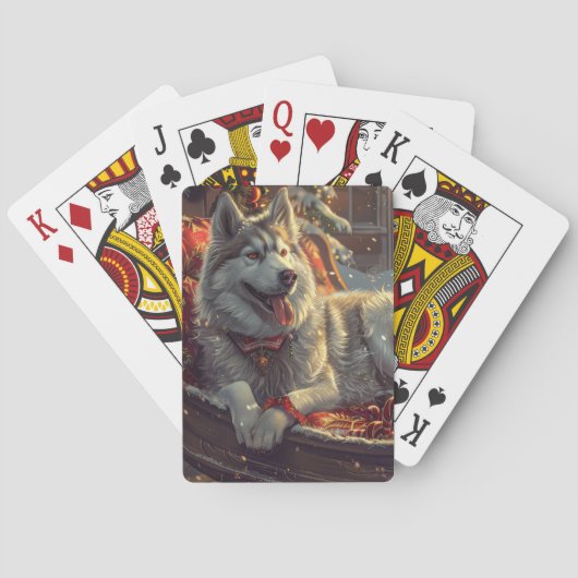 Finse Laphund hond Kerstmis Feest Pokerkaarten (Achterkant)