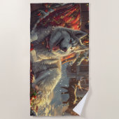 Finse Laphund hond Kerstmis Feest Strandlaken (Voorkant)