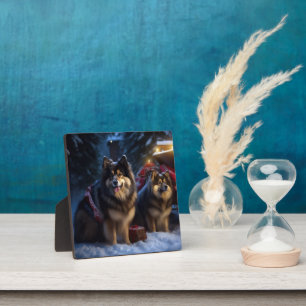 Finse Lapphond Besneeuwde slee Kerstversiering Fotoplaat