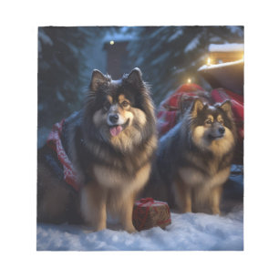 Finse Lapphond Besneeuwde slee Kerstversiering Notitieblok