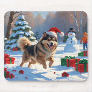 Finse Lapphond Rent Sneeuw met Kerstmuts Muismat