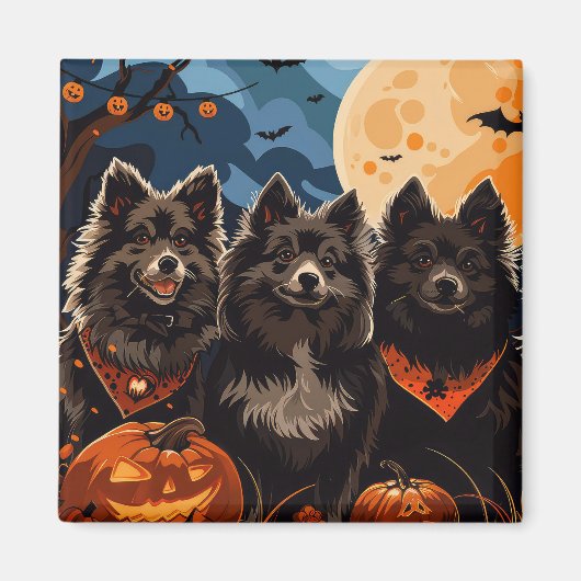 Finse Lapphund Halloween Spooky Magneet (Voorkant)