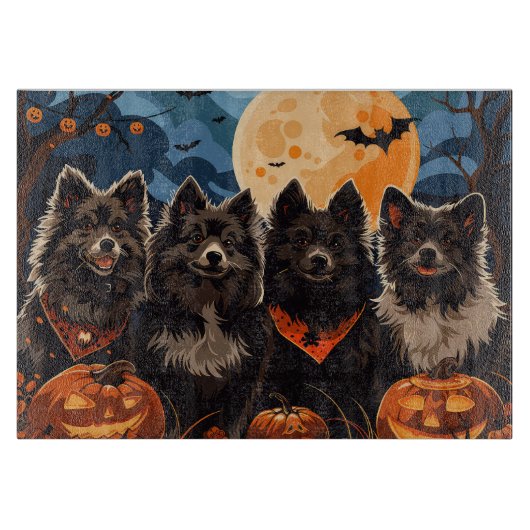 Finse Lapphund Halloween Spooky Snijplank (Voorkant)