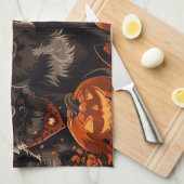 Finse Lapphund Halloween Spooky Theedoek (Quarter Fold)