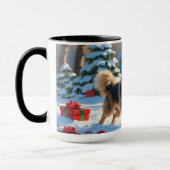 Finse Lapphund Hardloopsneeuw met kerst Pet Mok (Links)