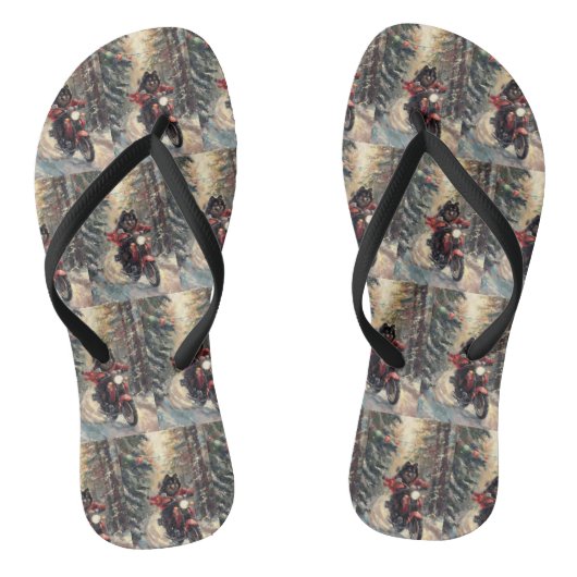 Finse Lapphund Hond Rijden Motorfiets Kerstmis Teenslippers (Voetbed)