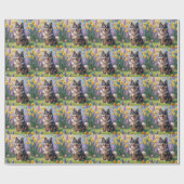 Finse Lapphund Hond Spring Bloemen Schilderen Cadeaupapier (Vlak)
