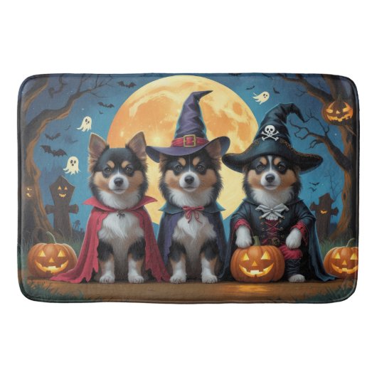 Finse Lapphund Honden Pompoen Halloween Grappig Badmat (Voorkant)