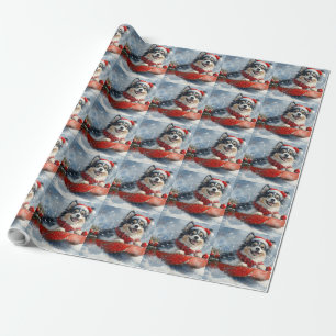 Finse Lapphund in slee Let it Snow Kerstmis Cadeaupapier
