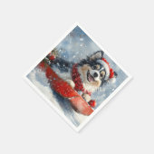 Finse Lapphund in slee Let it Snow Kerstmis Servet (Hoek)