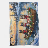 Finse Lapphund Kerstboot Vakantie Theedoek (Verticaal)