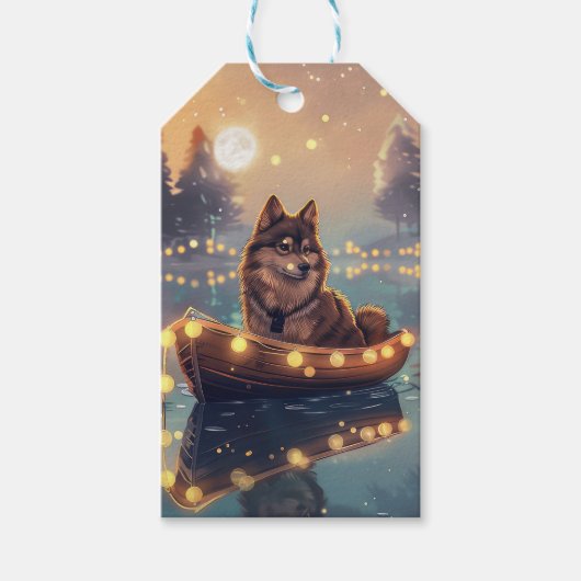 Finse Lapphund Kerstfeest reis Cadeaulabel (Voorkant)