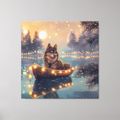 Finse Lapphund Kerstfeest reis Canvas Afdruk (Voorkant)