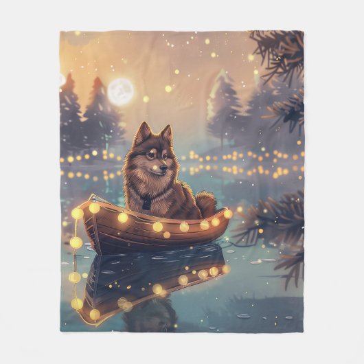 Finse Lapphund Kerstfeest reis Fleece Deken (Voorkant)