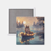 Finse Lapphund Kerstfeest reis Magneet (Voorkant / Achterkant)