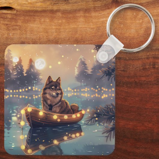 Finse Lapphund Kerstfeest reis Sleutelhanger (Achterkant)