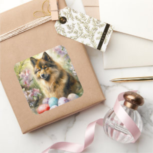 Finse Lapphund met Pasen Eieren Vierkante Sticker
