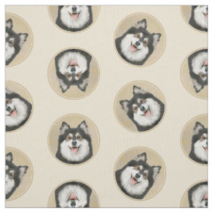 Finse Lapphund Schilderen Zwart en Tan Dog Art Stof