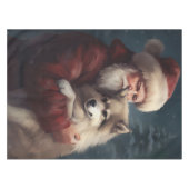 Finse Lapphund Sinterklaas Feestelijke Kerstmis Tafelkleed (Voorkant (Horizontaal))