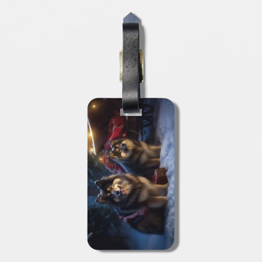 Finse Lapphund Sneeuwslee Kerst Decor Bagagelabel (Achterkant verticaal)